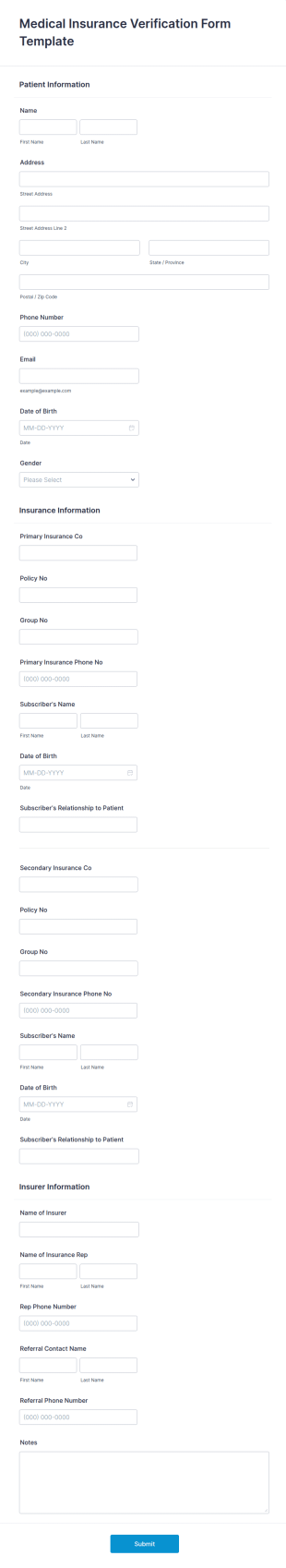 Medical Insurance Verification Form Template
