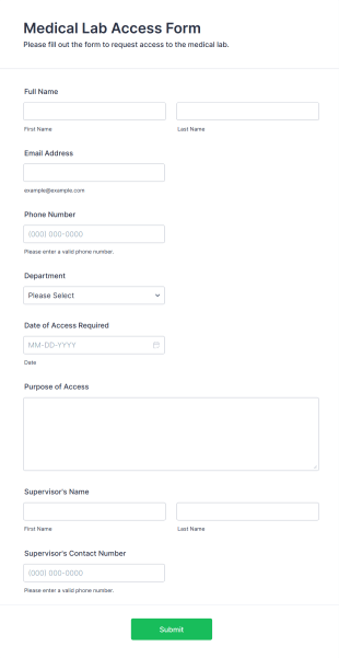 Medical Lab Access Form Form Template