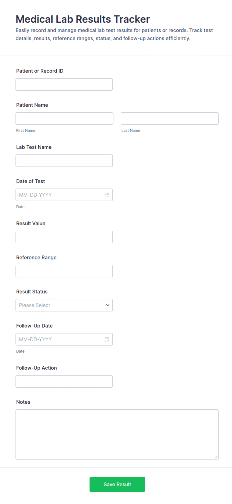 Medical Lab Results Tracker Form Template | Jotform