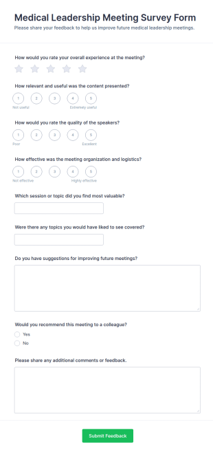 Medical Leadership Meeting Survey Form Template