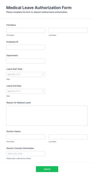 Medical Leave Authorization Form Template