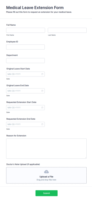Medical Leave Extension Form Template