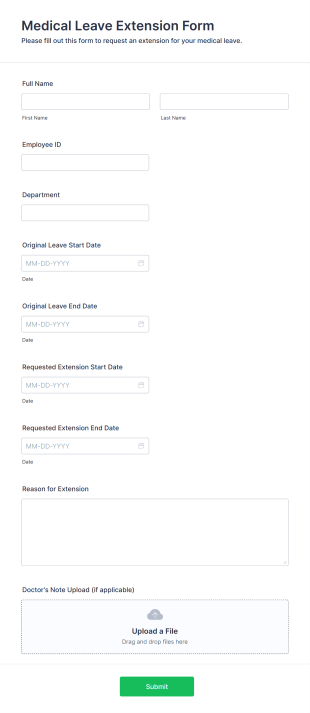 Medical Leave Extension Form Form Template