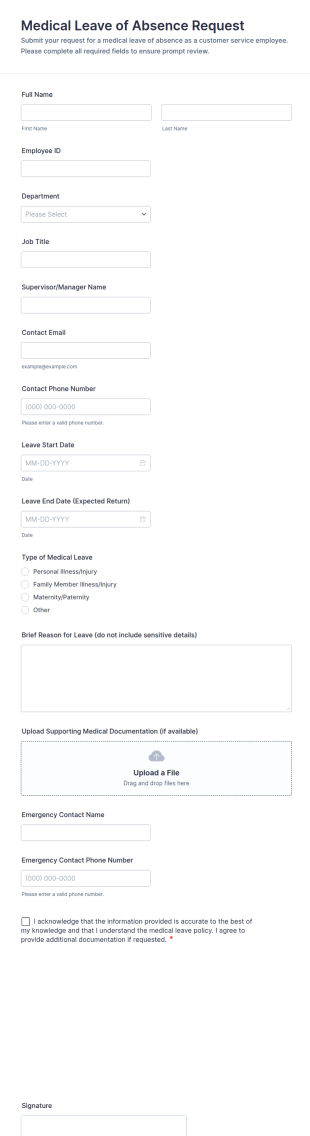 Medical Leave Of Absence Request Form Template