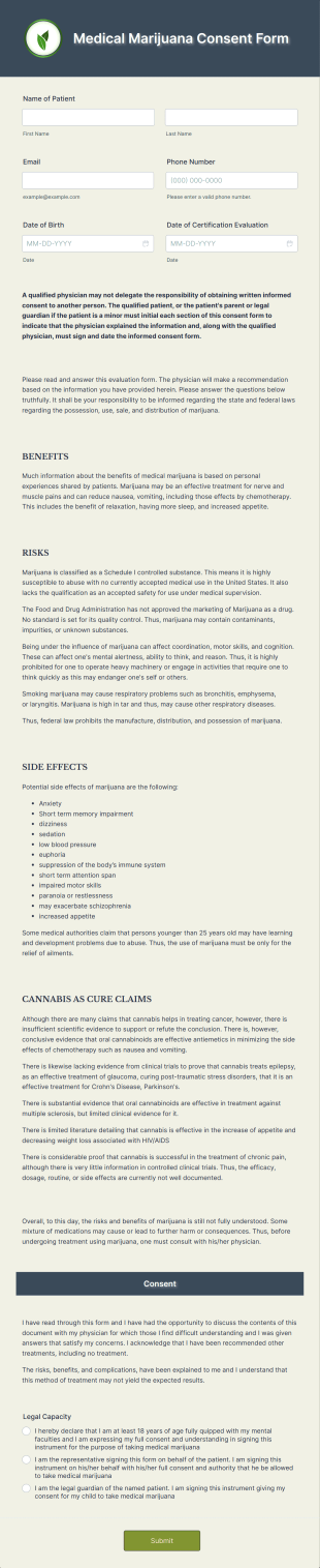 Medical Marijuana Consent Form Template