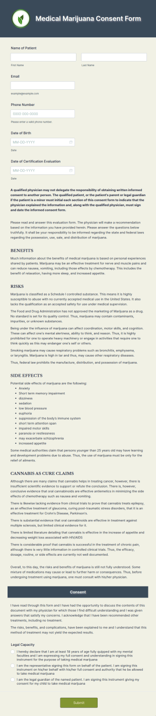 Medical Marijuana Consent Form Template