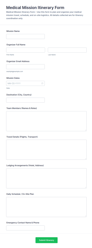 Medical Mission Itinerary Form Template