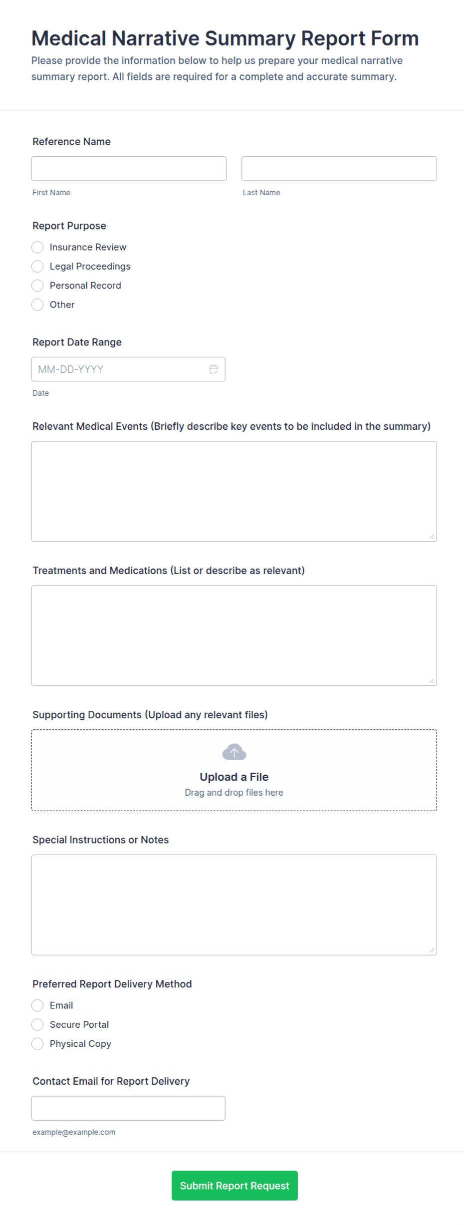 Medical Narrative Summary Report Form Template | Jotform
