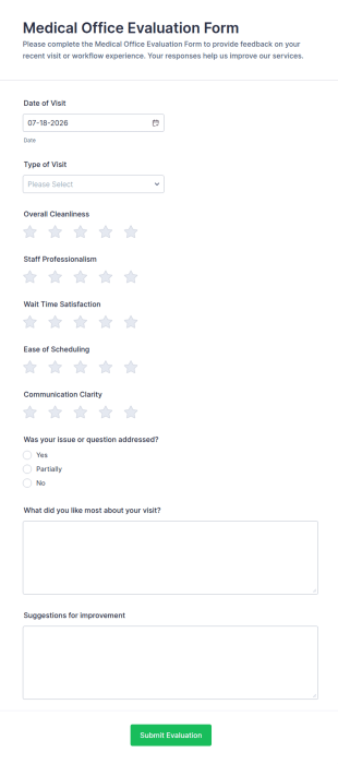 Medical Office Evaluation Form Template