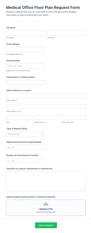 Medical Office Floor Plan Request Form Template