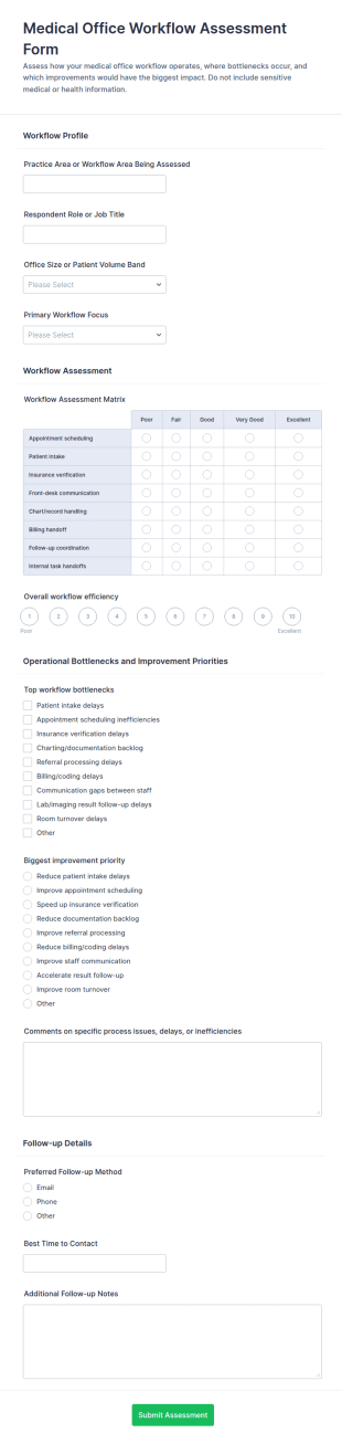 Medical Office Workflow Assessment Form Template