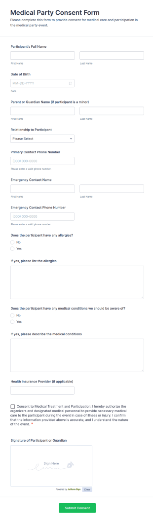 Medical Party Consent Form Template
