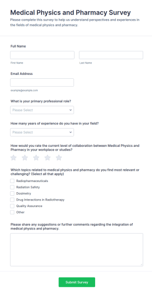 Medical Physics And Pharmacy Survey Form Template