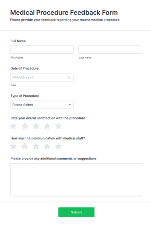 Medical Procedure Feedback Form Template