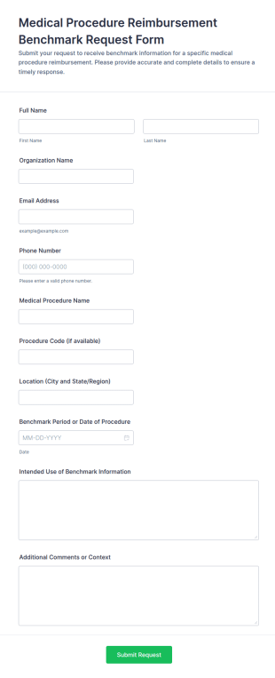 Medical Procedure Reimbursement Benchmark Request Form Template