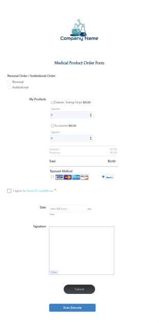 Medical Product Order Form Template