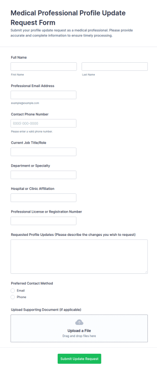 Medical Professional Profile Update Request Form Template
