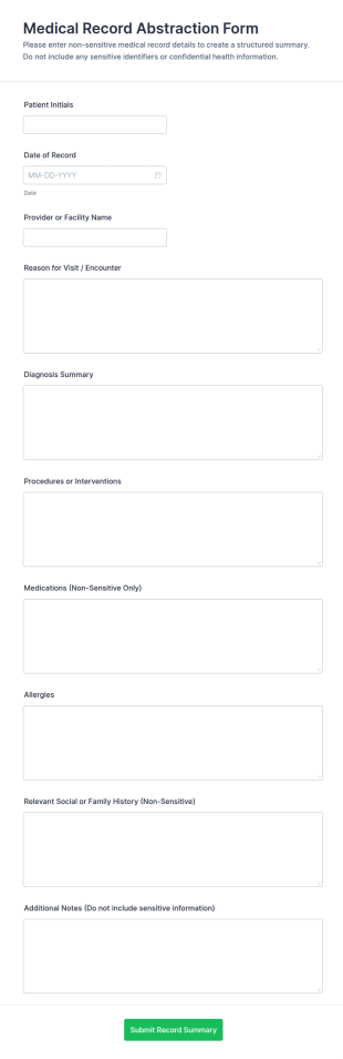 Medical Record Abstraction Form Template
