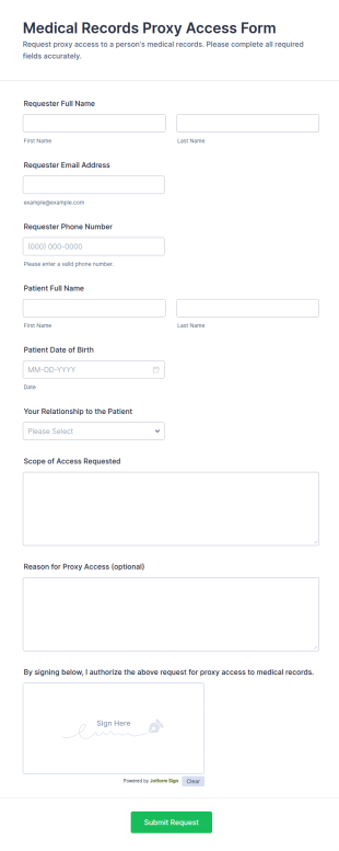 Medical Records Proxy Access Form Template