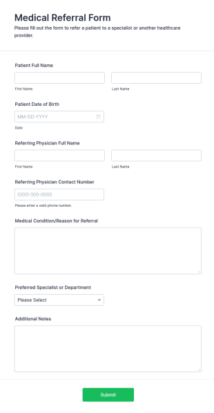 Medical Referral Form Template