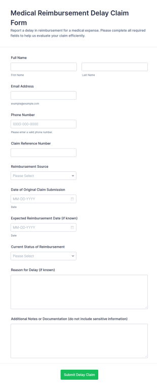 Medical Reimbursement Delay Claim Form Template