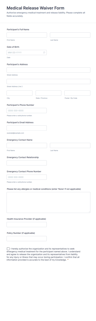 Medical Release Waiver Form Template