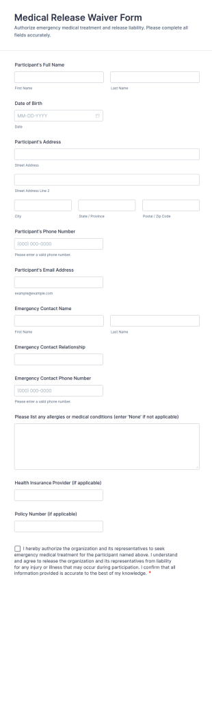 Medical Release Waiver Form Template