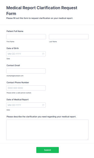 Medical Report Clarification Request Form Template