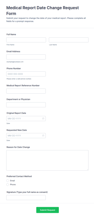 Medical Report Date Change Request Form Template