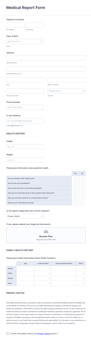 Medical Report Form Template
