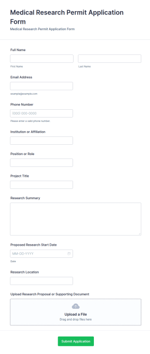 Medical Research Permit Application Form Template