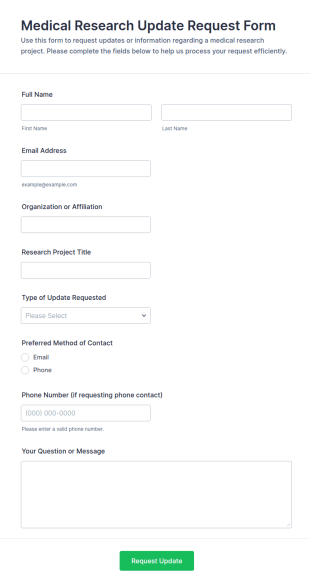 Medical Research Update Request Form Template