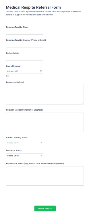 Medical Respite Referral Form Template