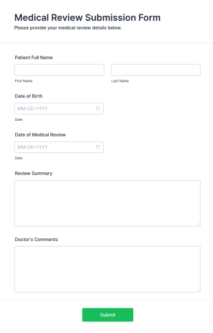 Medical Review Submission Form Template