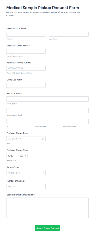 Medical Sample Pickup Request Form Template