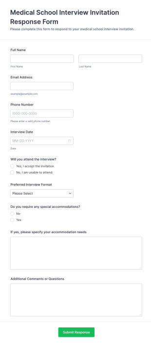 Medical School Interview Invitation Response Form Template