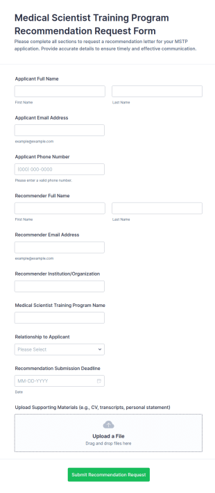 Medical Scientist Training Program Recommendation Request Form Template