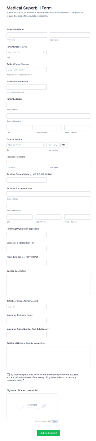 Medical Superbill Form Template