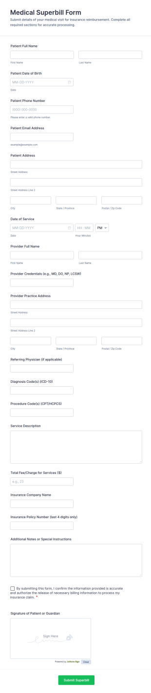Medical Superbill Form Template