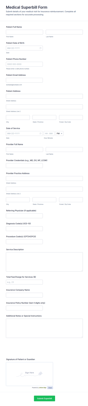 Medical Superbill Form Template