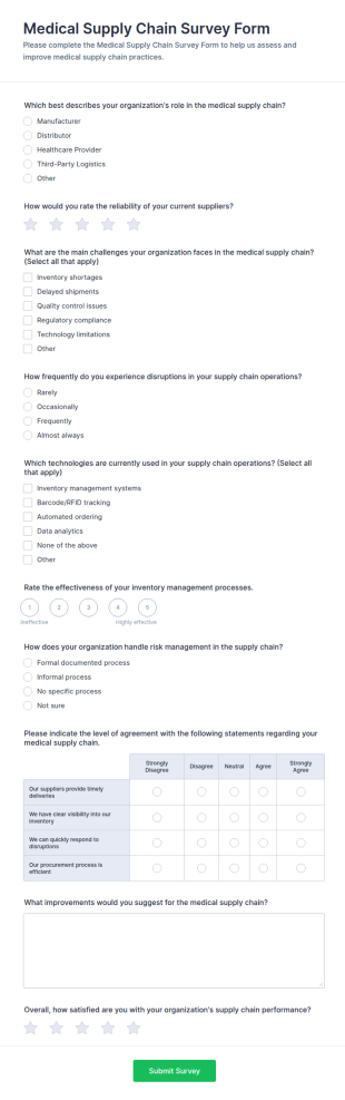 Medical Supply Chain Survey Form Template