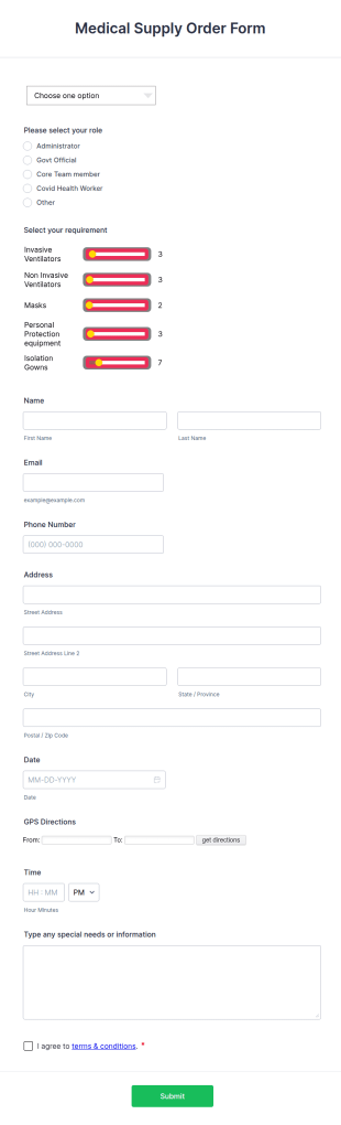 Medical Supply Order Form Template