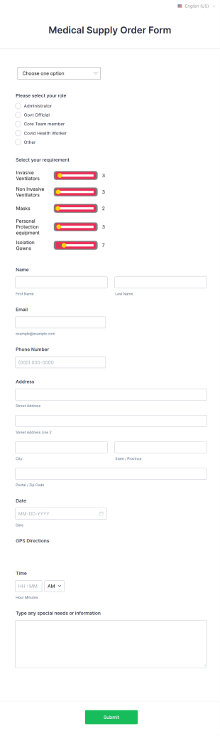Medical Supply Order Form Template