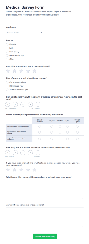 Medical Survey Form Template