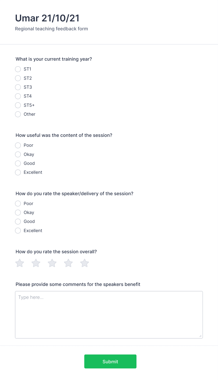 Medical Teaching Feedback Form Template | Jotform