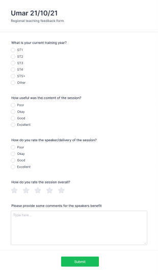 Medical Teaching Feedback Form Template