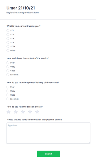 Medical Teaching Feedback Form Template