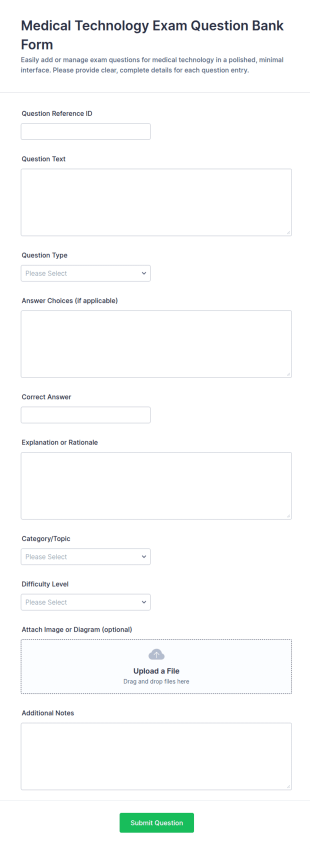Medical Technology Exam Question Bank Form Template