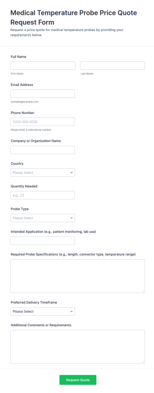 Medical Temperature Probe Price Quote Request Form Template