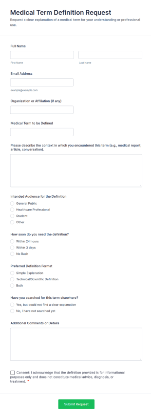 Medical Term Definition Request Form Template